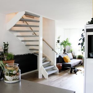HPL laminaat traprenovatie in kleur concrete platinum