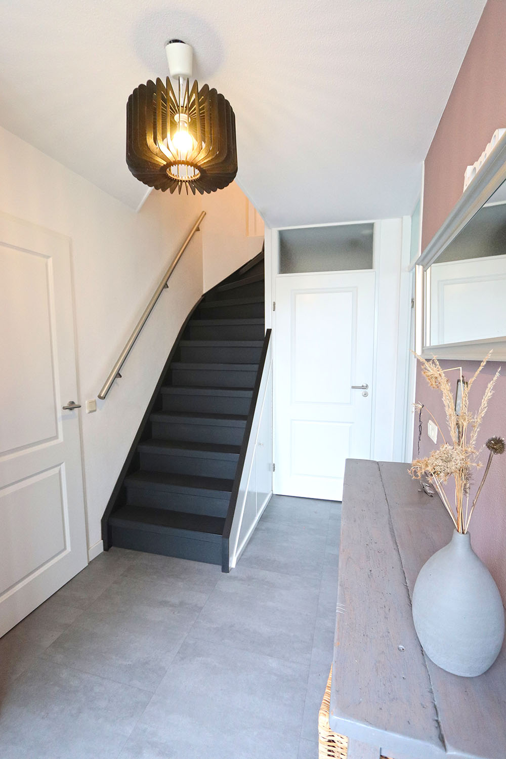 Zwart leren trapbekleding
